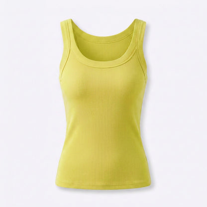 Women’s Basic Ribbed Tank Top – Solid Round Neck Camisole with Stretch Fit for 2026 Summer Wardrobe Essentials