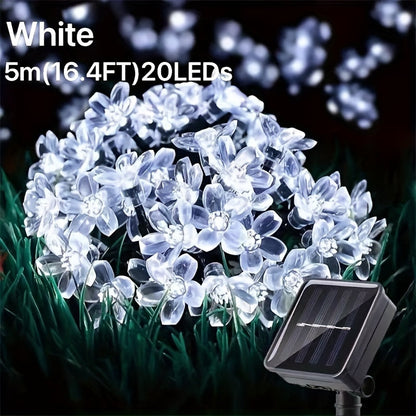 Solar Powered Cherry String Lights – Energy-Saving Outdoor Decorative LED Lamps for Garden, Patio, Holiday, and Party Ambience