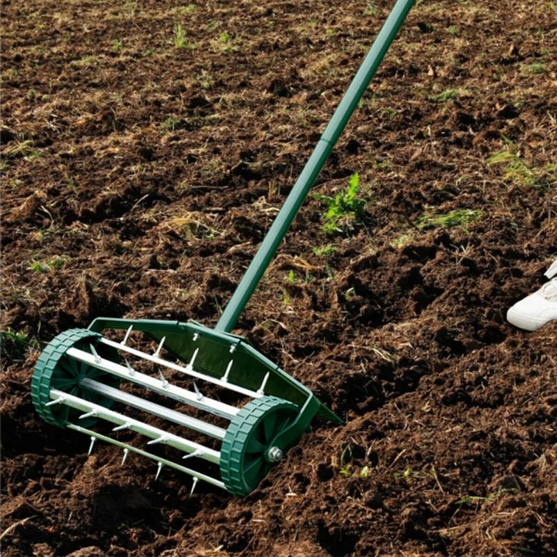 Lawn Aerator - Portable Rolling Grass Spike Roller Adjustable Handle 18″