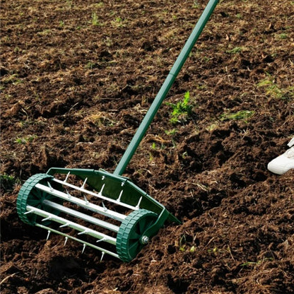 Lawn Aerator - Portable Rolling Grass Spike Roller Adjustable Handle 18″
