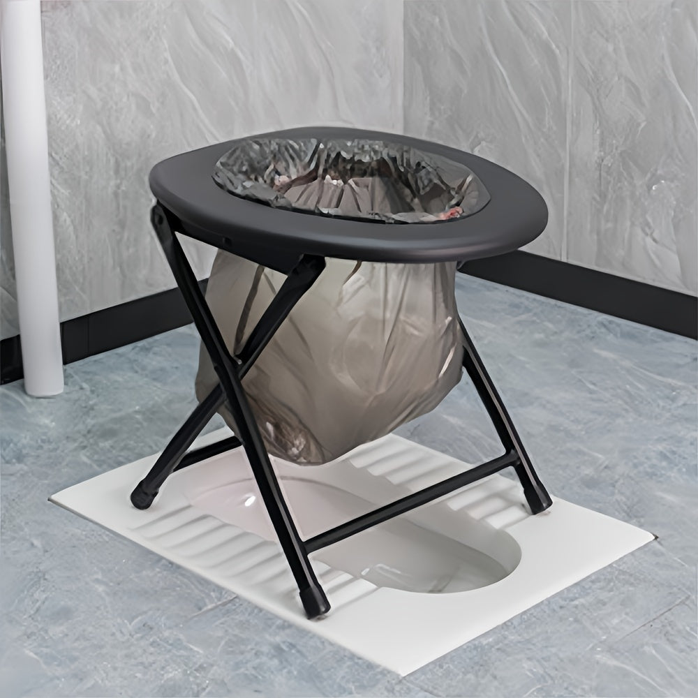 Multifunctional Foldable Potty Chair – Adult Toilet Stool with Cushioned Seat and Steel Frame, Compact Design for Elderly Use