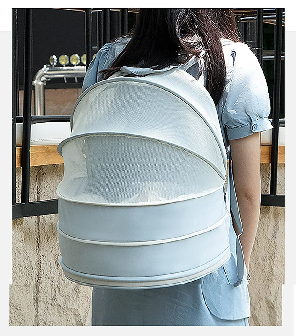 Outdoor Breathable Pet Carrier Backpack – Expandable Mesh Shoulder Bag for Cats & Dogs, Portable Travel Cage for Hiking & Vet Visits