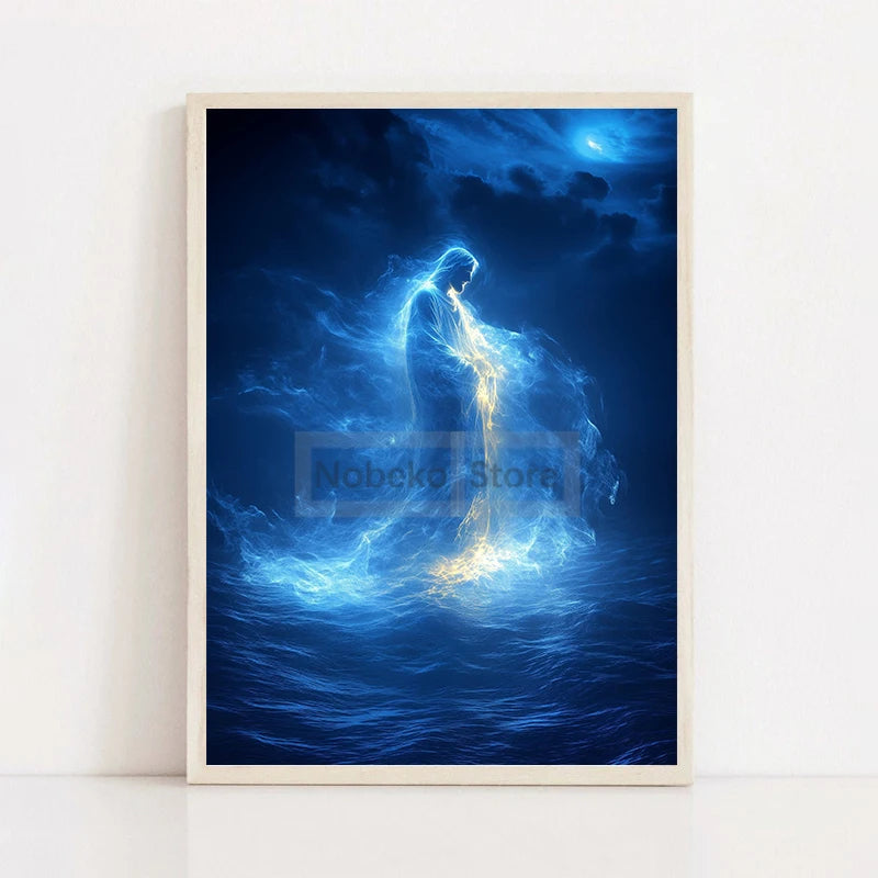 Modern Christian Jesus Poster - Inspirational Bible Verse Canvas Wall Art for Living Room Faith Decor & Religious Gift