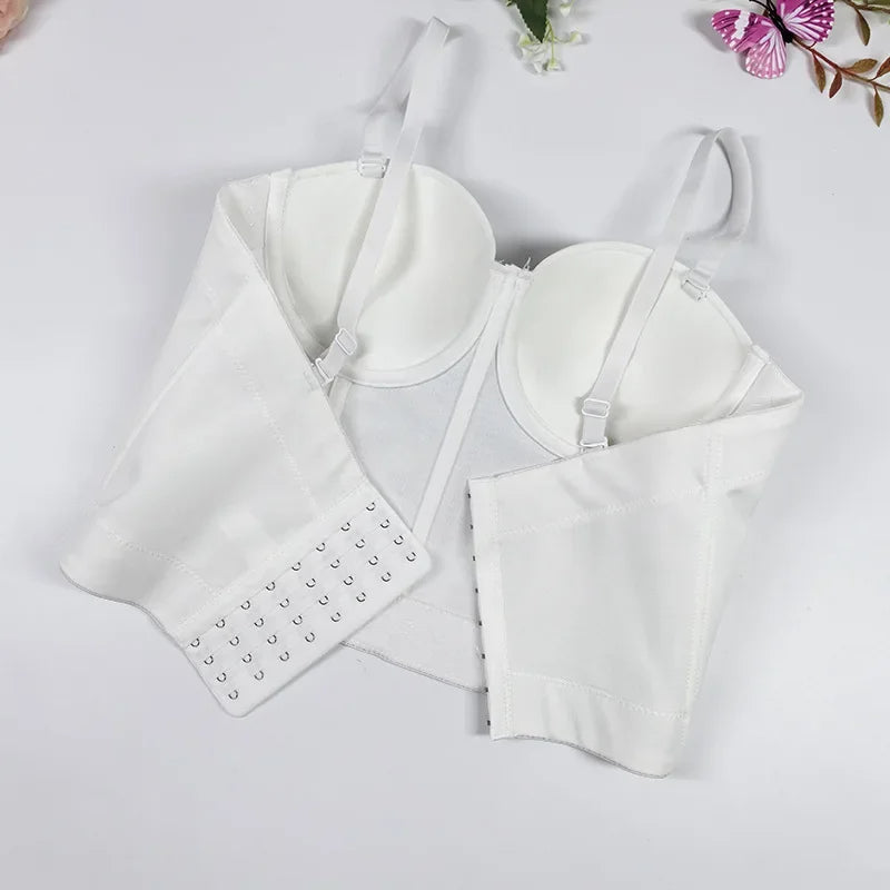 Strapless Backless Bodysuit – Sexy Slimming Crossbody Vest with Chest Wrap and Fishbone Support for Beautiful Silhouette Appeal