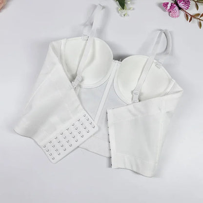 Strapless Backless Bodysuit – Sexy Slimming Crossbody Vest with Chest Wrap and Fishbone Support for Beautiful Silhouette Appeal