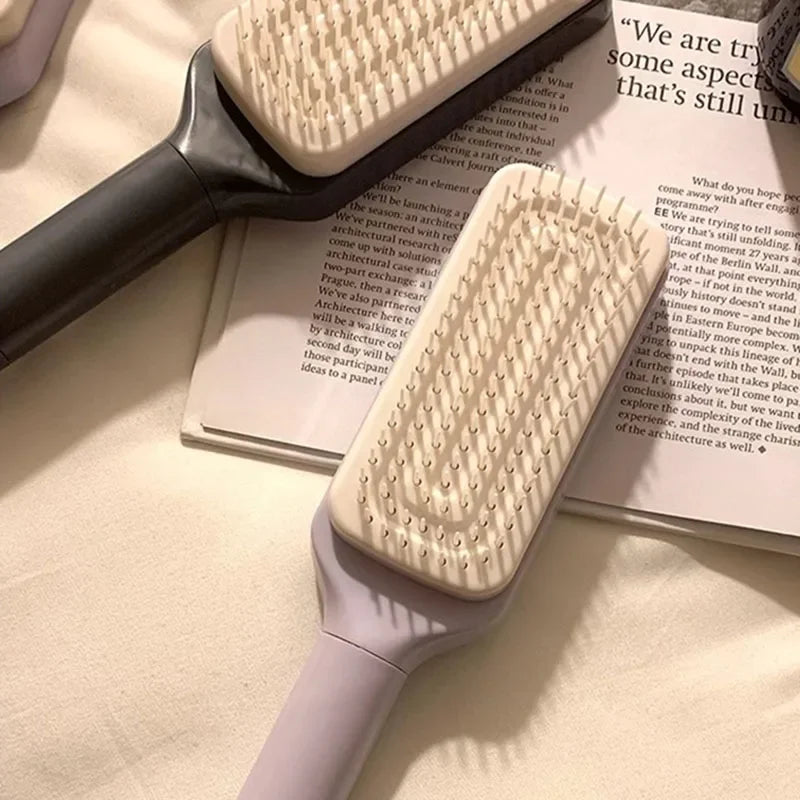 Self-Cleaning Rotatable Hair Brush – Retractable Air Cushion Comb for Anti-Static Hair Smoothing and Scalp Massage