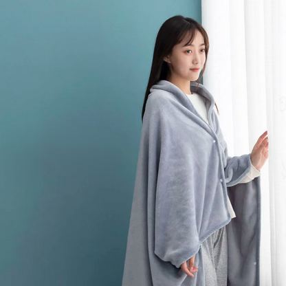 Winter Warm Flannel Hooded Shawl Blanket – Plush & Warm for TV, Office, or Outdoor Comfort for Adults and Kids