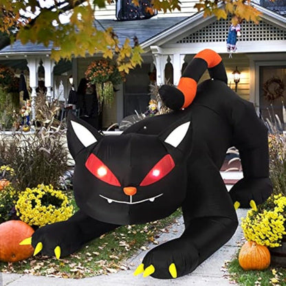 Inflatable Black Cat with Shaking Head & LED Lights – Spooky Halloween Yard Decoration