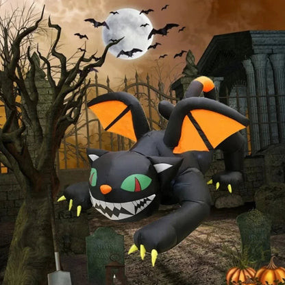 Inflatable Black Cat with Shaking Head & LED Lights – Spooky Halloween Yard Decoration