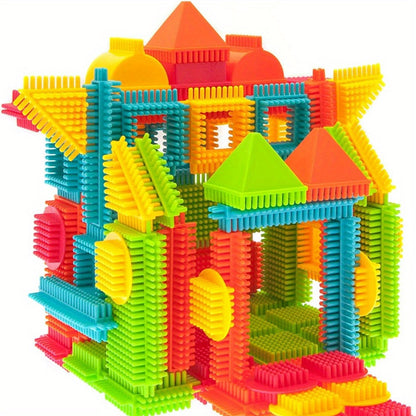 Hedgehog Building Block Set – 150-Piece  Soft Interlocking Brush Blocks for Preschool Learning, STEM Creativity & Holiday Gift Giving