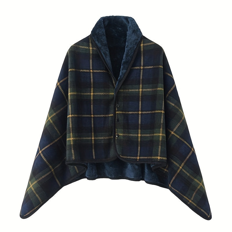 Cozy Checkered Knit Blanket – Double-Layer Soft Polyester Throw for Office Naps, Winter Warmth, and Stylish Home Comfort