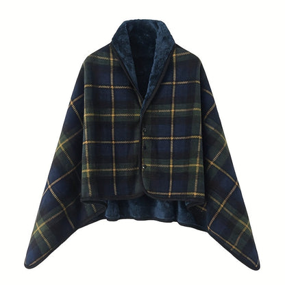 Cozy Checkered Knit Blanket – Double-Layer Soft Polyester Throw for Office Naps, Winter Warmth, and Stylish Home Comfort
