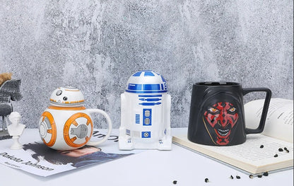 Star Wars R2-D2 Ceramic Mug with Lid – Thermal Insulated Mandalorian Coffee Cup for Kids & Adults, Creative Gift Box Kitchen Tool