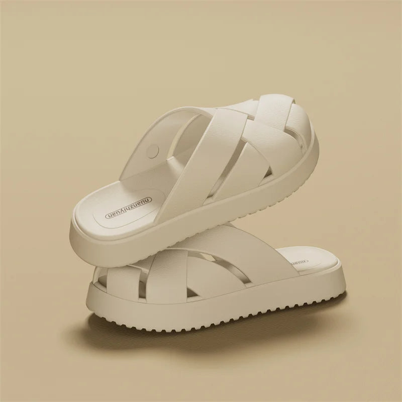 Unisex Closed-Toe EVA Slippers – Soft Anti-Slip Summer Sandals for Men & Women, Outdoor Baotou House Shoes for Home Comfort