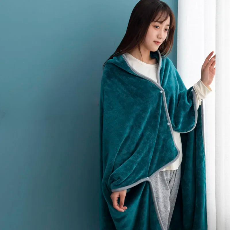 Winter Warm Flannel Hooded Shawl Blanket – Plush & Warm for TV, Office, or Outdoor Comfort for Adults and Kids
