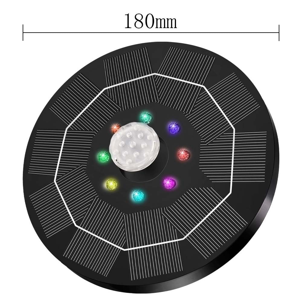 LED Solar Fountain, Solar Water Fountains with 3000mAh Battery 6 Nozzles, for Bird Bath, Garden and Outdoor