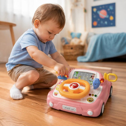 Electric Steering  Kids Driving Simulator Toy - Wheel Copilot Learning Toy for Strollers, Cars and Early Education Fun