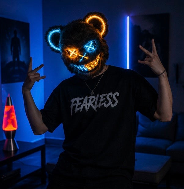 Glowing Bear Horror Mask - LED Light Up Scary Costume Mask for Halloween Cosplay Party Props