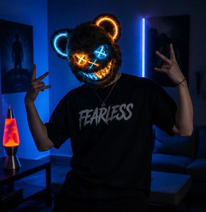 Glowing Bear Horror Mask - LED Light Up Scary Costume Mask for Halloween Cosplay Party Props