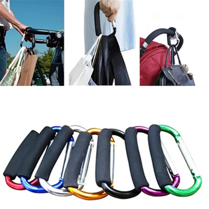 Aluminum Alloy Cart Hook – Sturdy D-Shaped Buckle for Baby Strollers, Shopping Bags, and Outdoor Climbing Gear Organization