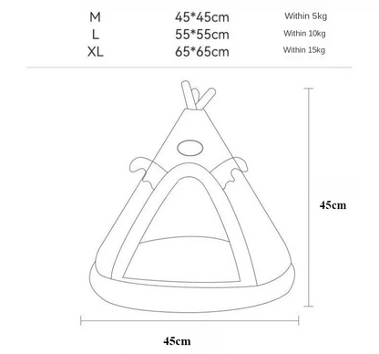 Triangle Pet Tent Bed – Four-Season Triangle Nest for Dogs & Cats with Plush Mattress