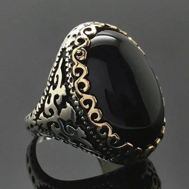 Obsidian S925 Silver Ring – Black Gemstone Jewelry for Men and Women, Symbolic, Elegant, and Perfect for Gifts or Occasions