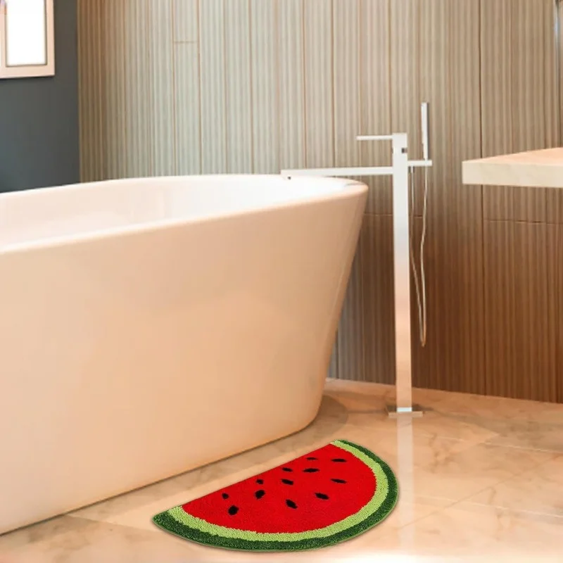 Fruit Pattern Door Rug – Half-Round Absorbent & Non-Slip Rug for Home Decor