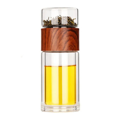 Double-Glazed Glass Water Bottle with Case – Eco-Friendly Tea Infuser Drinkware for Hot & Cold Beverages On the Go