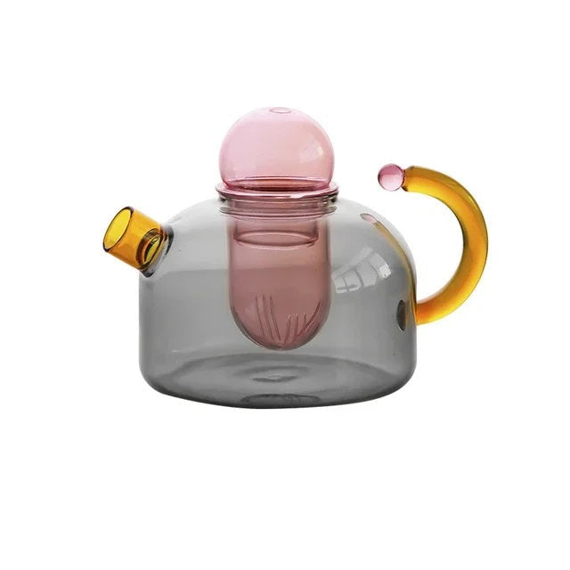 Colorful Glass Teapot Set – Tea Water Separation Filtration Teapot and Cups for Creative Drinkware Brewing