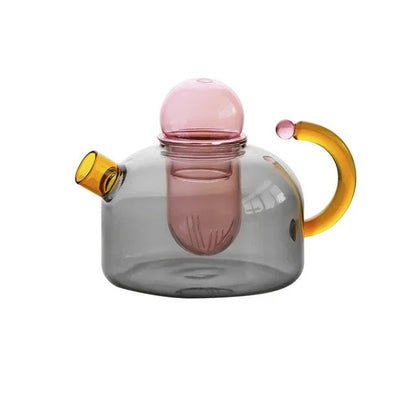 Colorful Glass Teapot Set – Tea Water Separation Filtration Teapot and Cups for Creative Drinkware Brewing