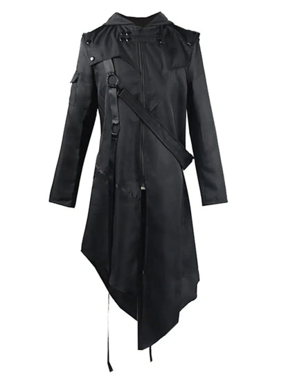 Medieval Steampunk Assassin Pirate Coat – Vintage Gothic Leather Armor Split Jacket Costume for Men Halloween Party and Cosplay Dress-Up
