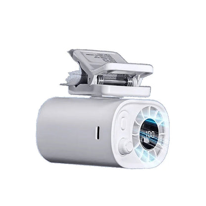 Portable Car Clip Fan – 360° Rotatable 12V USB Rechargeable Mini Fan with Ultra-Quiet 100-Speed Airflow