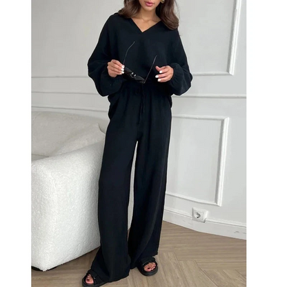 Solid Shirt & Wide-Leg Pants Set – Summer Vintage Streetwear for Women, Button-Down Blouse & Elegant Trousers
