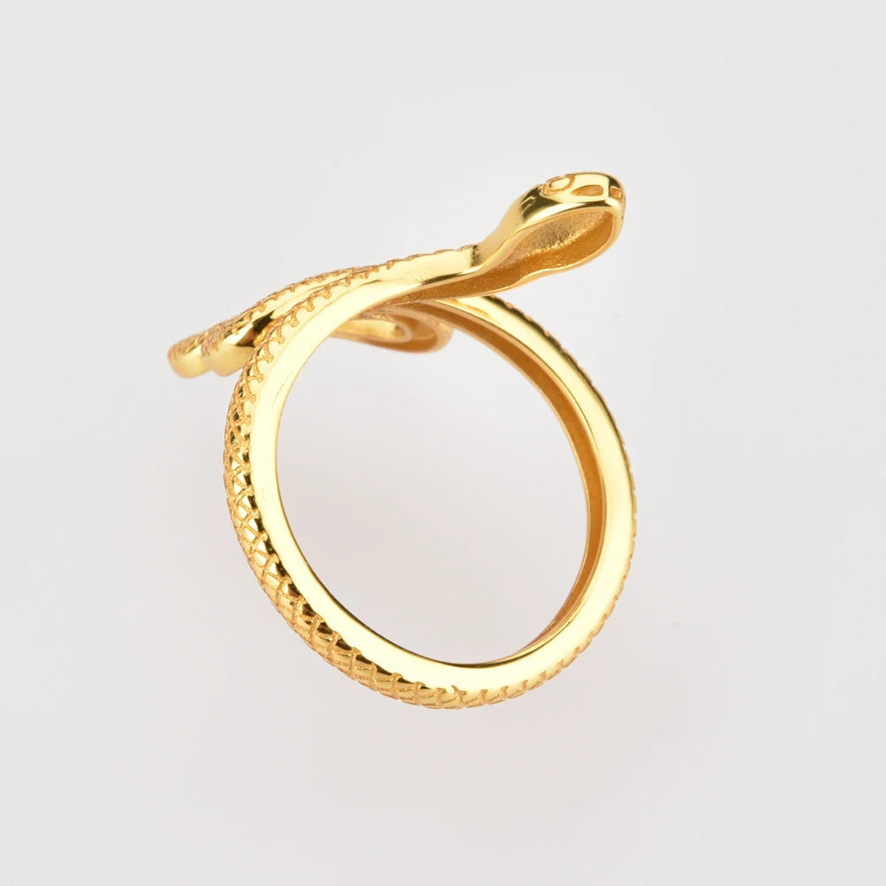 Sterling Silver Adjustable Snake Ring – 925 Silver Rock Punk Resizable Luxury Long Statement Ring for Bold, High-Quality Fashion Jewelry