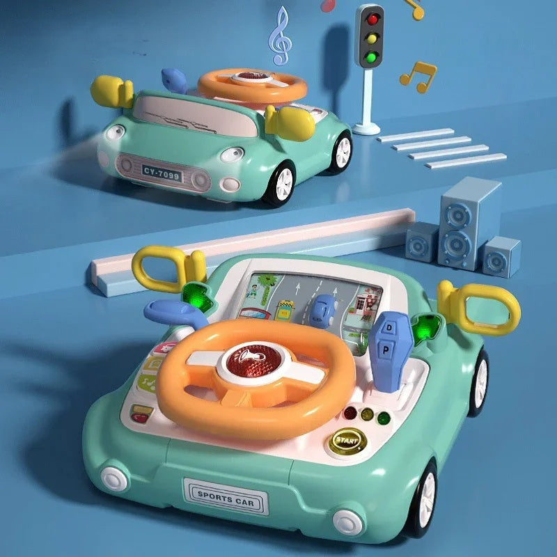 Electric Steering  Kids Driving Simulator Toy - Wheel Copilot Learning Toy for Strollers, Cars and Early Education Fun