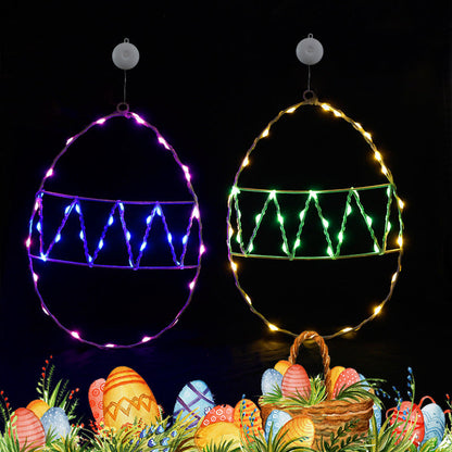 Easter Egg LED Window Lights – 2pcs Colorful Battery-Operated Resin Decor with Suction Cups, Great for Indoor Festive Display