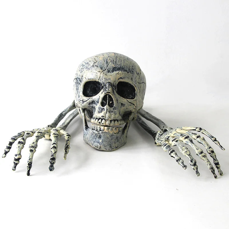 Halloween Skeleton Hand Props – Realistic Plastic Human Bone Decorations for Garden, Patio, Outdoor Lawn, and Haunted Party Displays