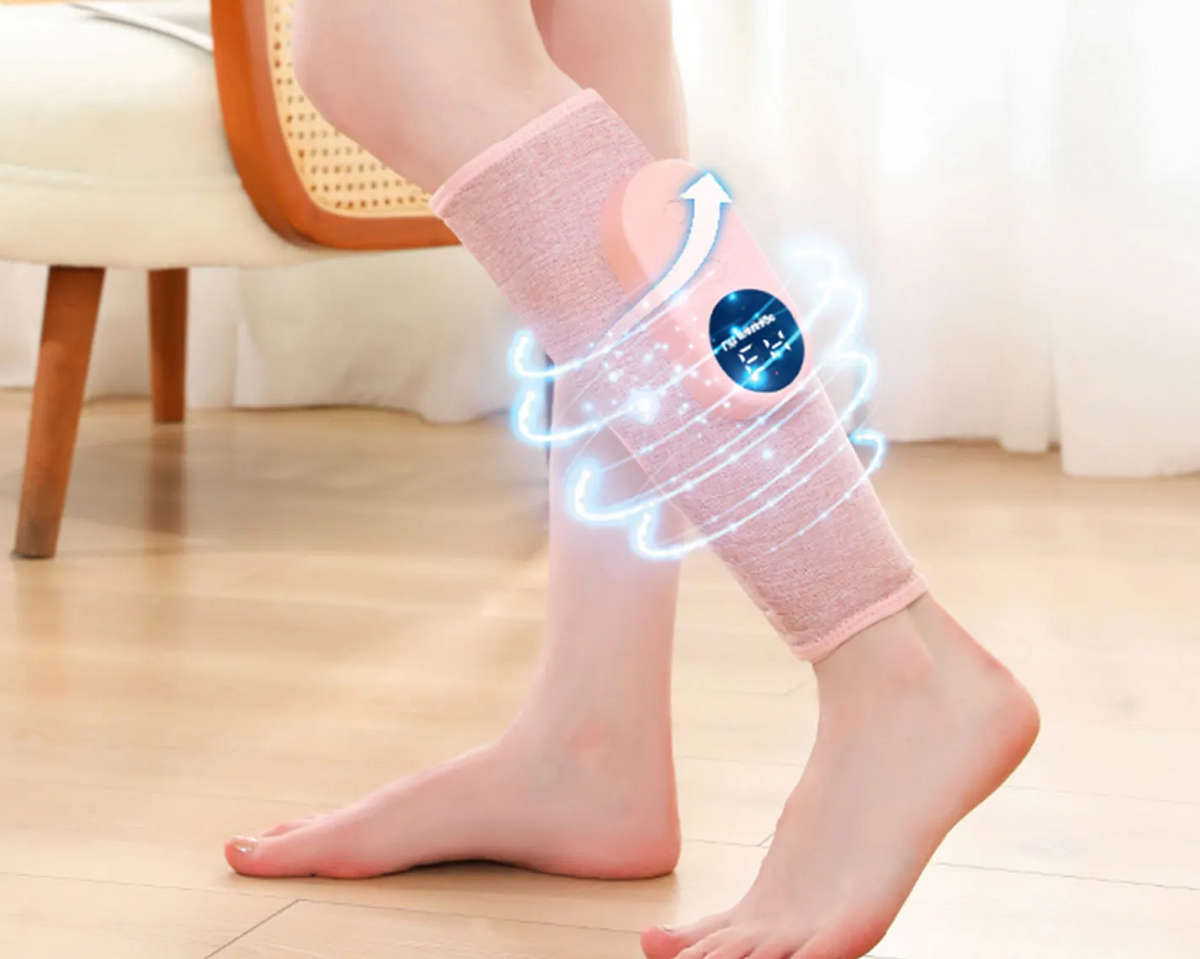 Rechargeable Electric Leg & Foot Massager – Calf Compression Wrap with Heat, Mesh & Linen Comfort, Ideal Holiday Gift