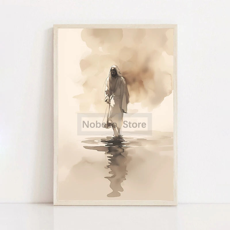 Modern Christian Jesus Poster - Inspirational Bible Verse Canvas Wall Art for Living Room Faith Decor & Religious Gift