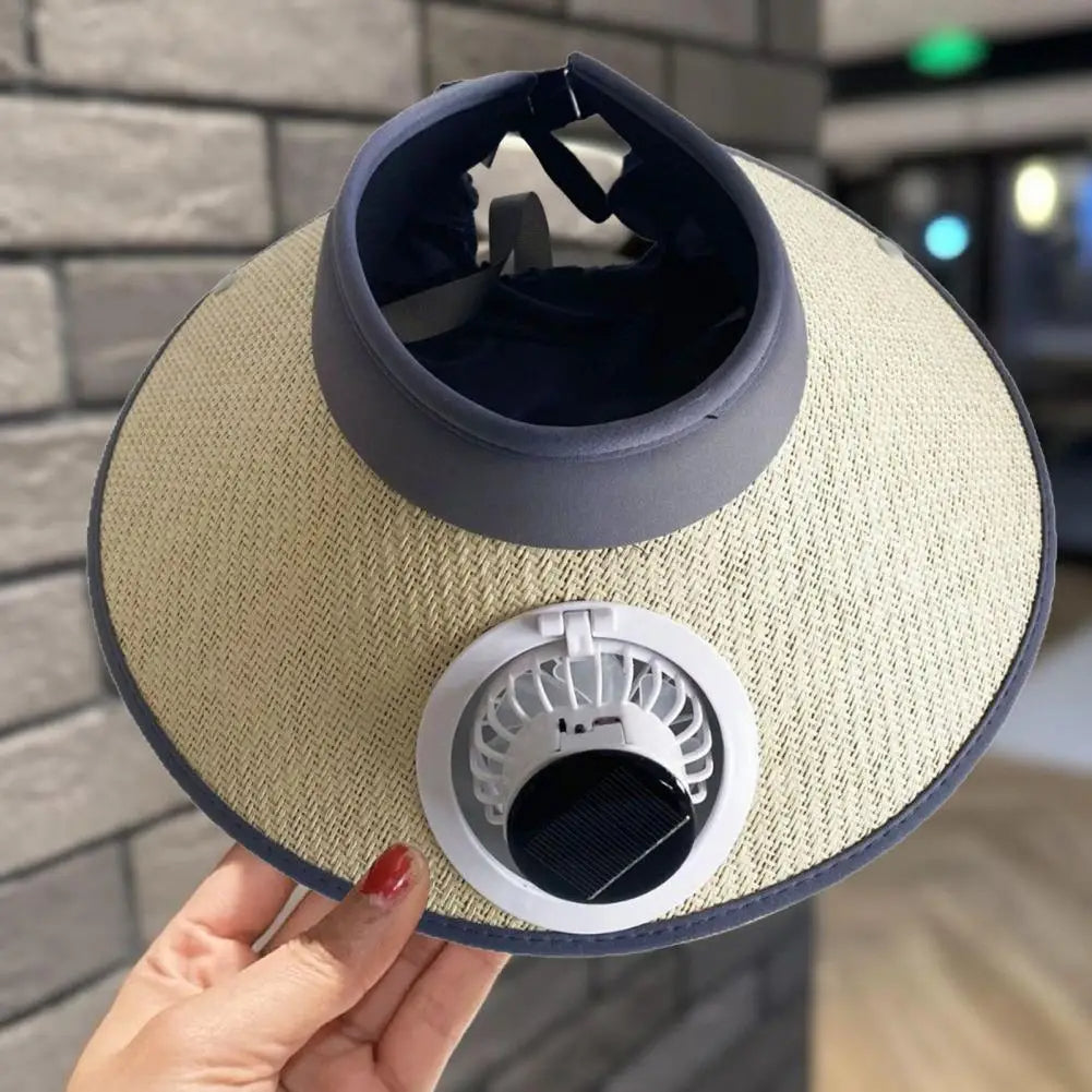 Wide Brim Sun Hat with Solar Powered Fan