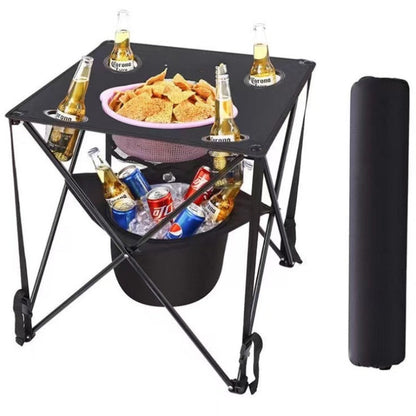 Camping Cooler Table – Heavy-Duty Leakproof Outdoor Cooler with Built-In Tabletop, Portable Design for Camping, Fishing, Picnics, and Long-Lasting Freshness in Every Adventure