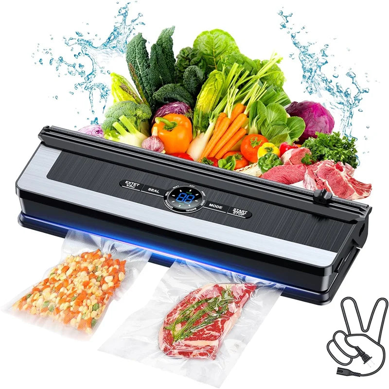 Vacuum Sealer Machine – 135W LED Display Food Vacuum Sealing System for Household Food Preservation & Storage