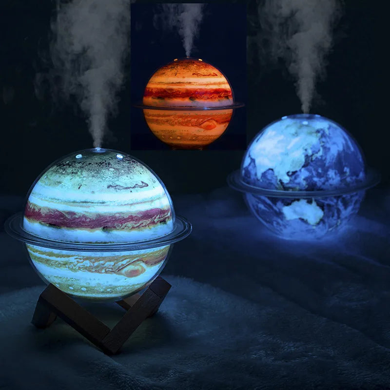 Galaxy Humidifier with Colorful Lights – USB Air Humidifier with Large Spray Output, Night Light Function, and Relaxing Atmosphere for Bedrooms, Homes, and Office Use