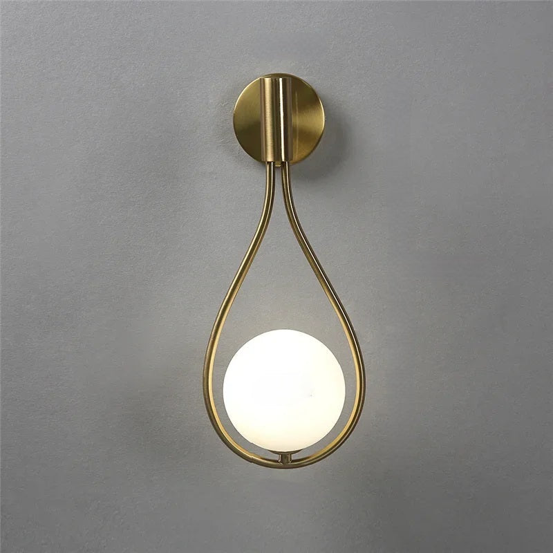 Modern Glass Ball Wall Sconce – Luxury Gold and Black Nordic Wall Light for Living Room, Bedroom, Staircase and Bedside Interior Decor