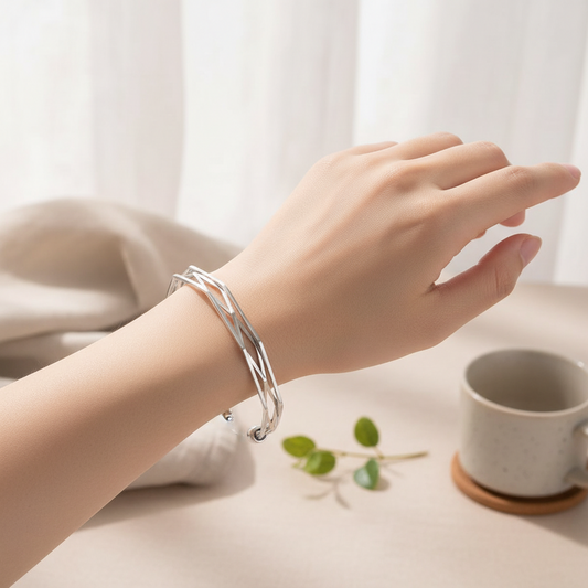 Adjustable Geometric Layered Bracelet Set – Three Layer Irregular Design Bracelet Jewelry for Women, Minimalist Fashion Accessory Gift
