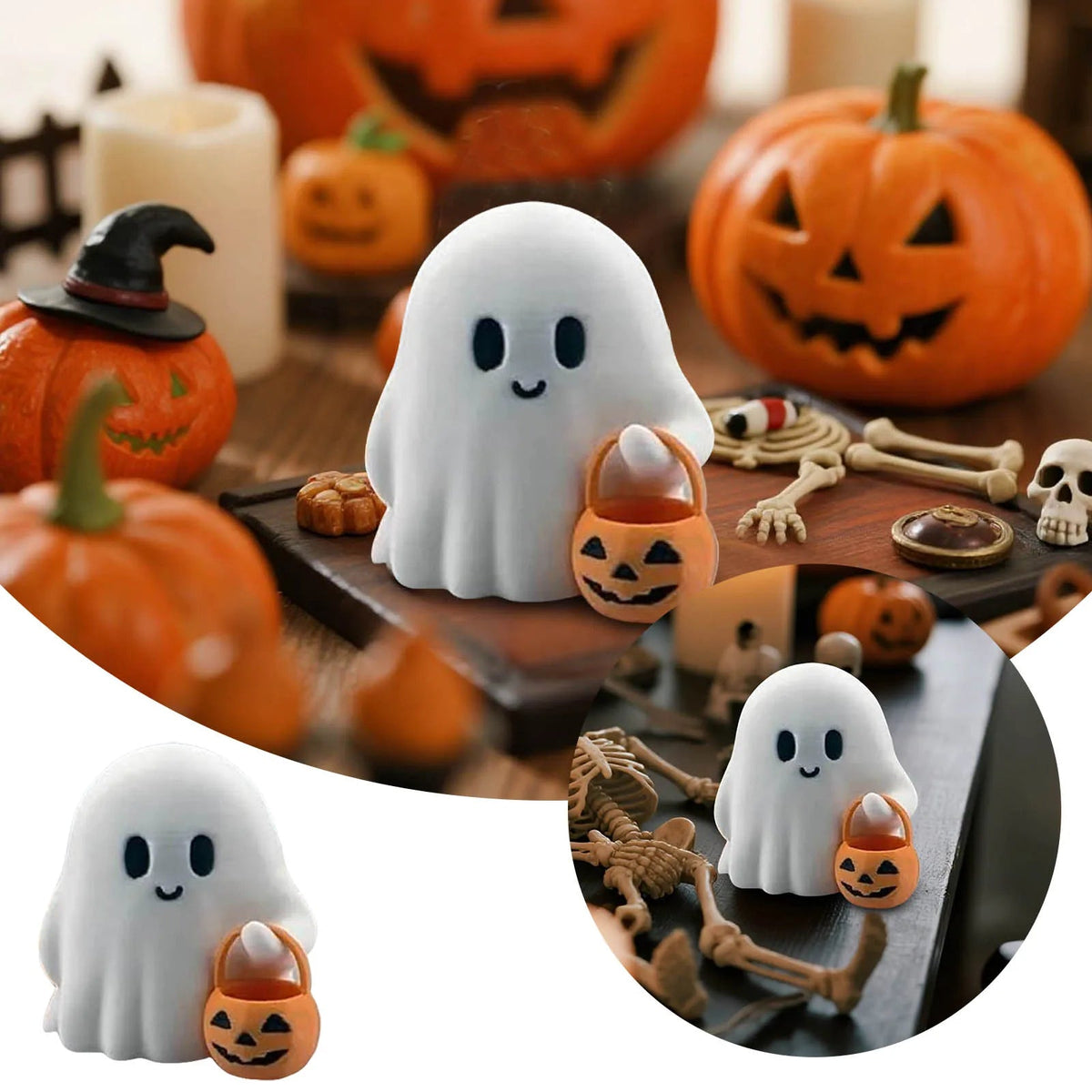 Halloween Trick-or-Treat Ghost Decorations – Cute Tiny Spooky Desk Display Ornaments for Home, Fall Accent, and Unique Gifts