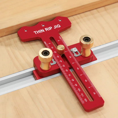 Thin Rip Table Saw Jig – Adjustable Woodworking Guide with 3-Pulley System for Precision Thin Cutting