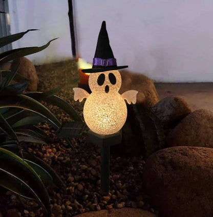 Halloween Solar Stake Light – 3D Pumpkin and Ghost Portable Pathway Lamp for Outdoor Garden, Lawn, and Patio Festive Decoration