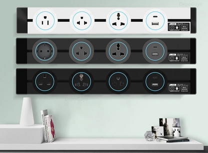 Universal Wall Power Sockets – EU UK FR Korea Compatible Electrical Outlets for Home, Kitchen, Office in White or Black