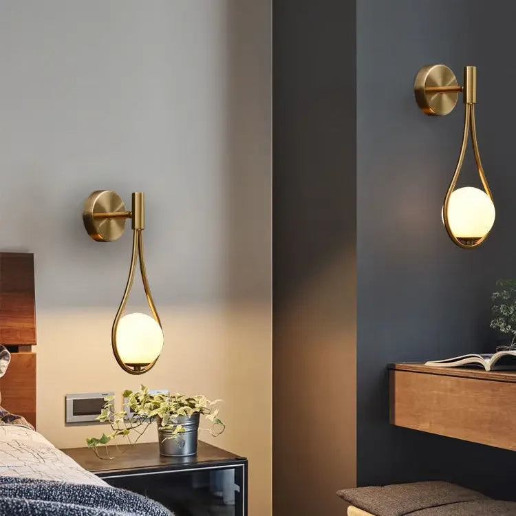 Modern Glass Ball Wall Sconce – Luxury Gold and Black Nordic Wall Light for Living Room, Bedroom, Staircase and Bedside Interior Decor